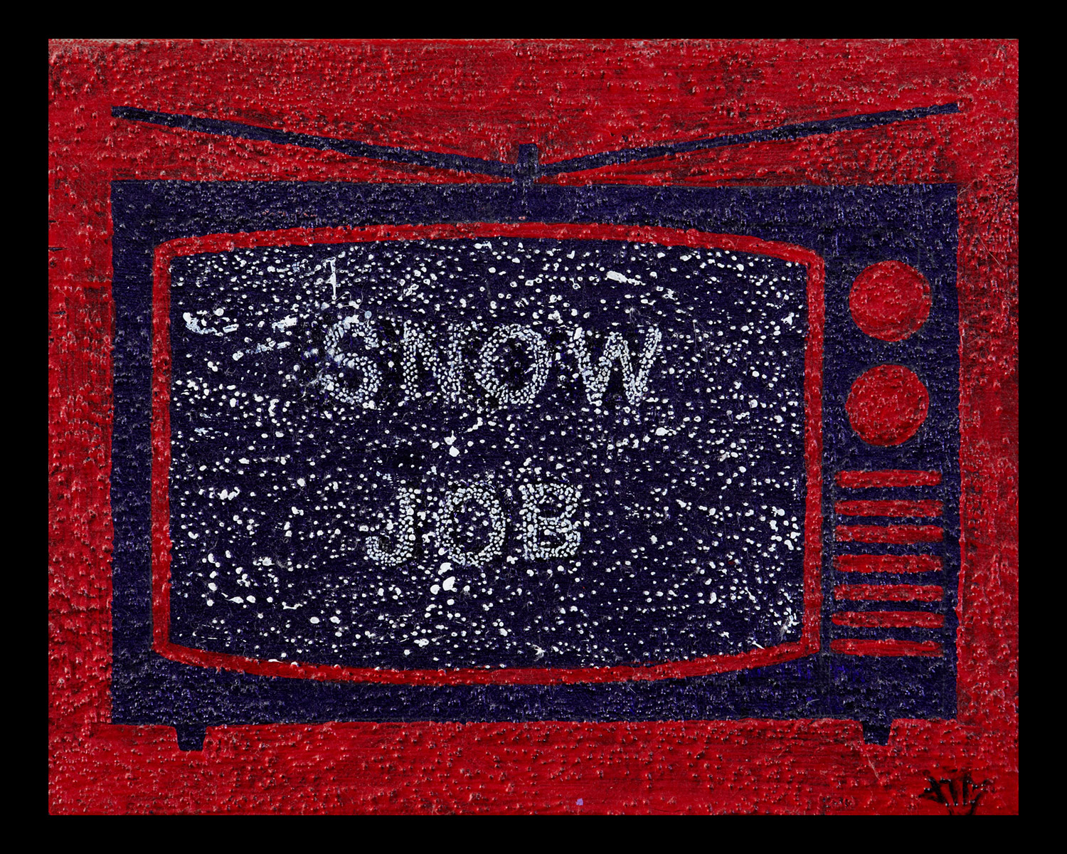 SNOW JOB , acrylic & glass beads on canvas , 8" x 10"